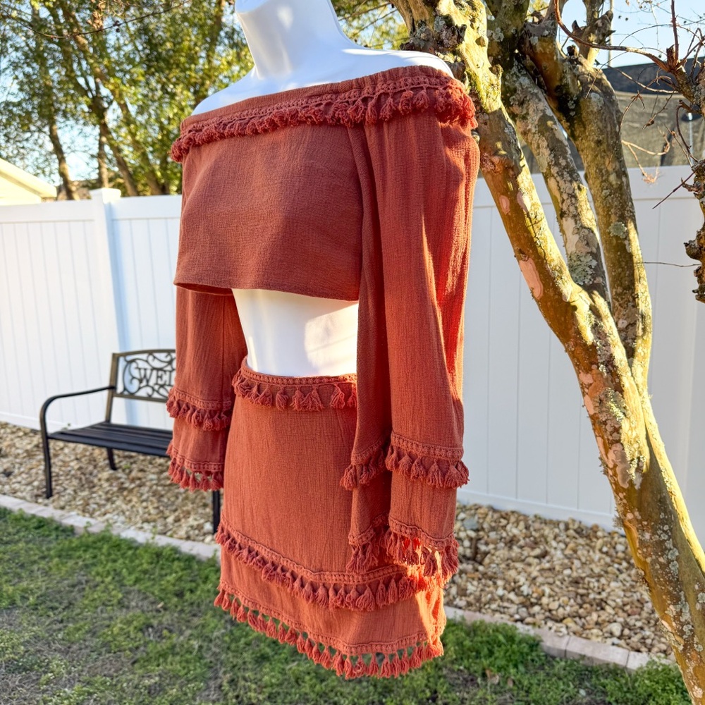 Native Daughters Rust Boho Two Piece Set Off Shou… - image 2